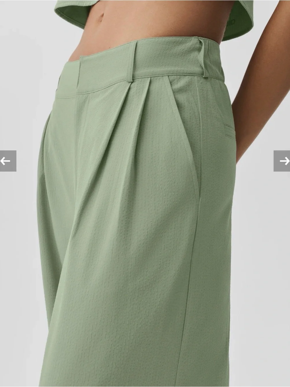 ALO Wide-Leg High-Waist Pants in Sage Green